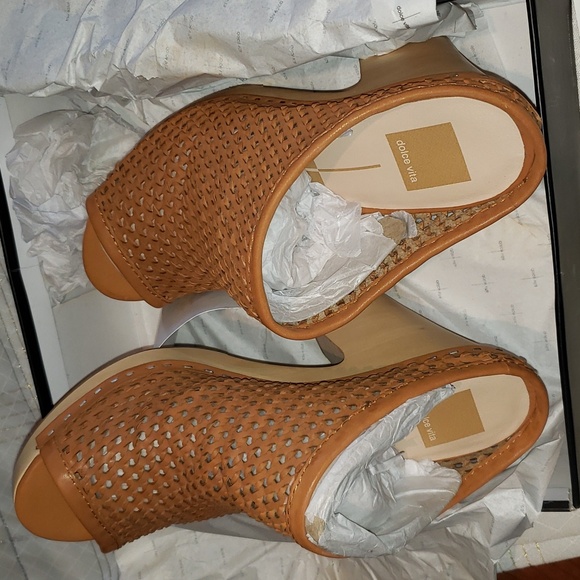 Dolce Vita New BROOKS Clog Woven Leather Platform Mules Shoe NIB Nude Tan Womens - Picture 16 of 16